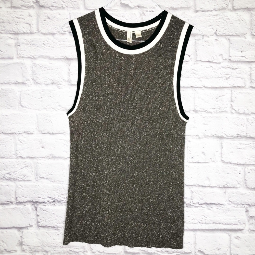 Moth Top Knit Silver Sparkle Sleeveless Size M
